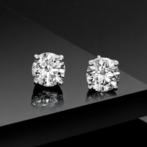 Brilliant Cut 18K White Gold Plated Cubic Zirconia Men Women Solitaire Earrings